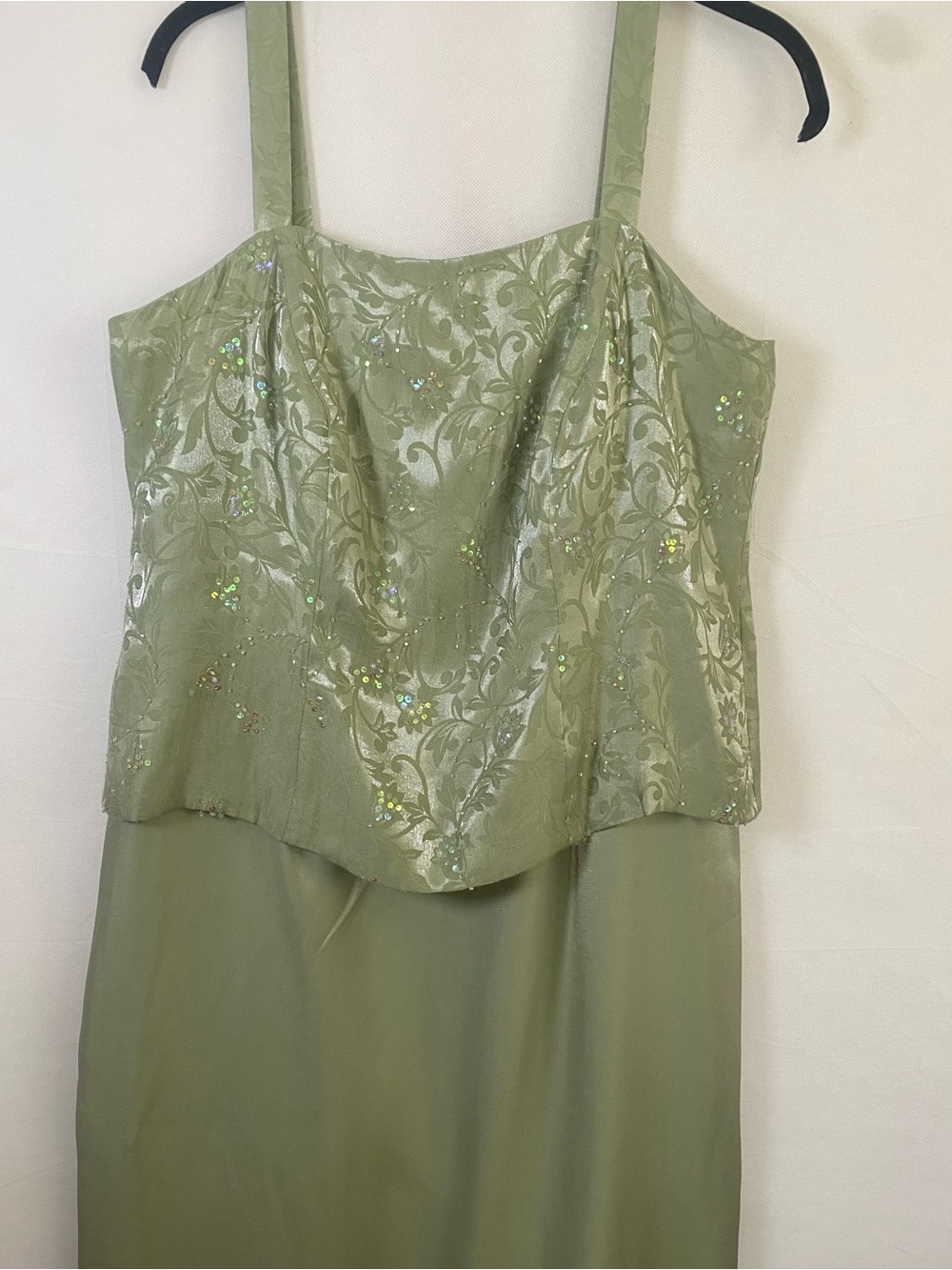 Alex Evenings Pale Green Sequin Two-Piece Maxi Dress with Jacket - Picture 7 of 11